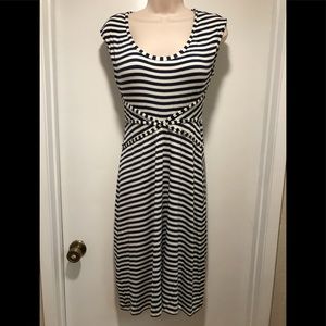 Nautical Style Studio M Navy & Ivory Striped Dress